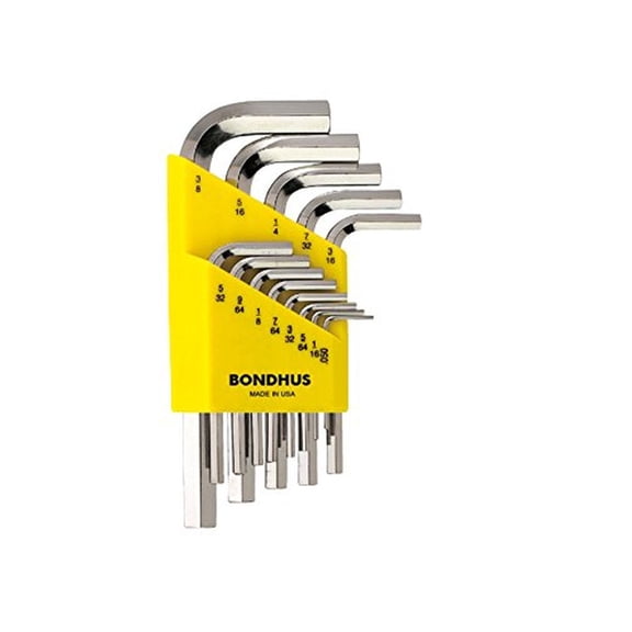 Bondhus 16237 Set of 13 Hex L-wrenches w/BriteGuard,Short,sizes .050-3/8"