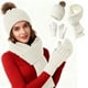 thumbnail image 1 of Conjunto de gorro y guantes de punto de invierno | Material de terciopelo Negro, Azul marino, Rosa, Beige, Blanco, Vino, Morado, Plata | Accesorios para exteriores gruesos y cálidos | Aislamiento, 1 of 6
