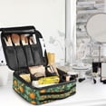 thumbnail image 5 of FORMRS Travel Makeup Bag Large Capacity Train Case Cosmetic Organizer with Adjustable Dividers, Orange Tree Pattern, 5 of 8