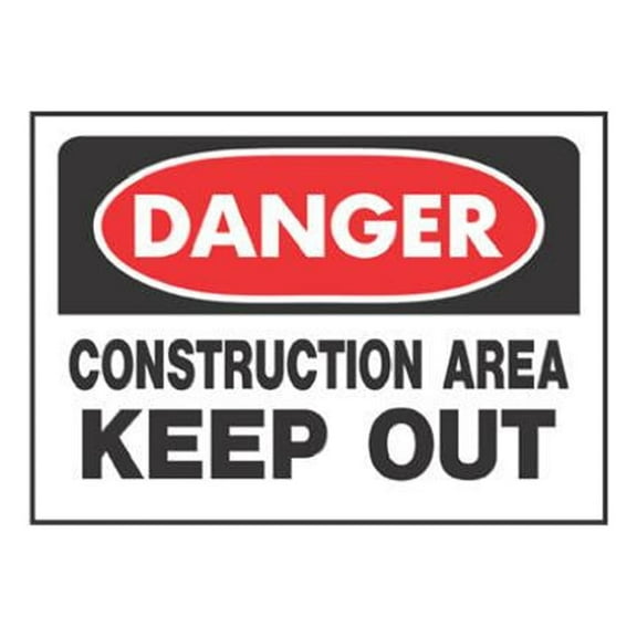 Hillman Group 842054 10 x 14 in. White Aluminum Danger Construction Area Sign - 6 Piece