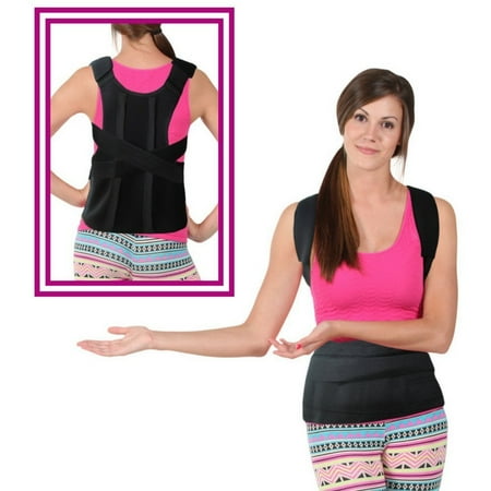 Thoracic Restraint - Full Back Posture Corrector Clavicle Support by FOMI Care | Unisex Shoulder Brace for Thoracic Kyphosis | Upper and Lower Back Pain Relief | Straightener, Spinal Alignment |Size S/M 28 - 34 Inch Waist