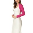 thumbnail image 4 of INSPIRE CHIC Boléros pour Femmes à Manches Longues Printemps Été en Tricot de Coton à devant Ouvert Boléros Courts TP Rose Vif, 4 of 6