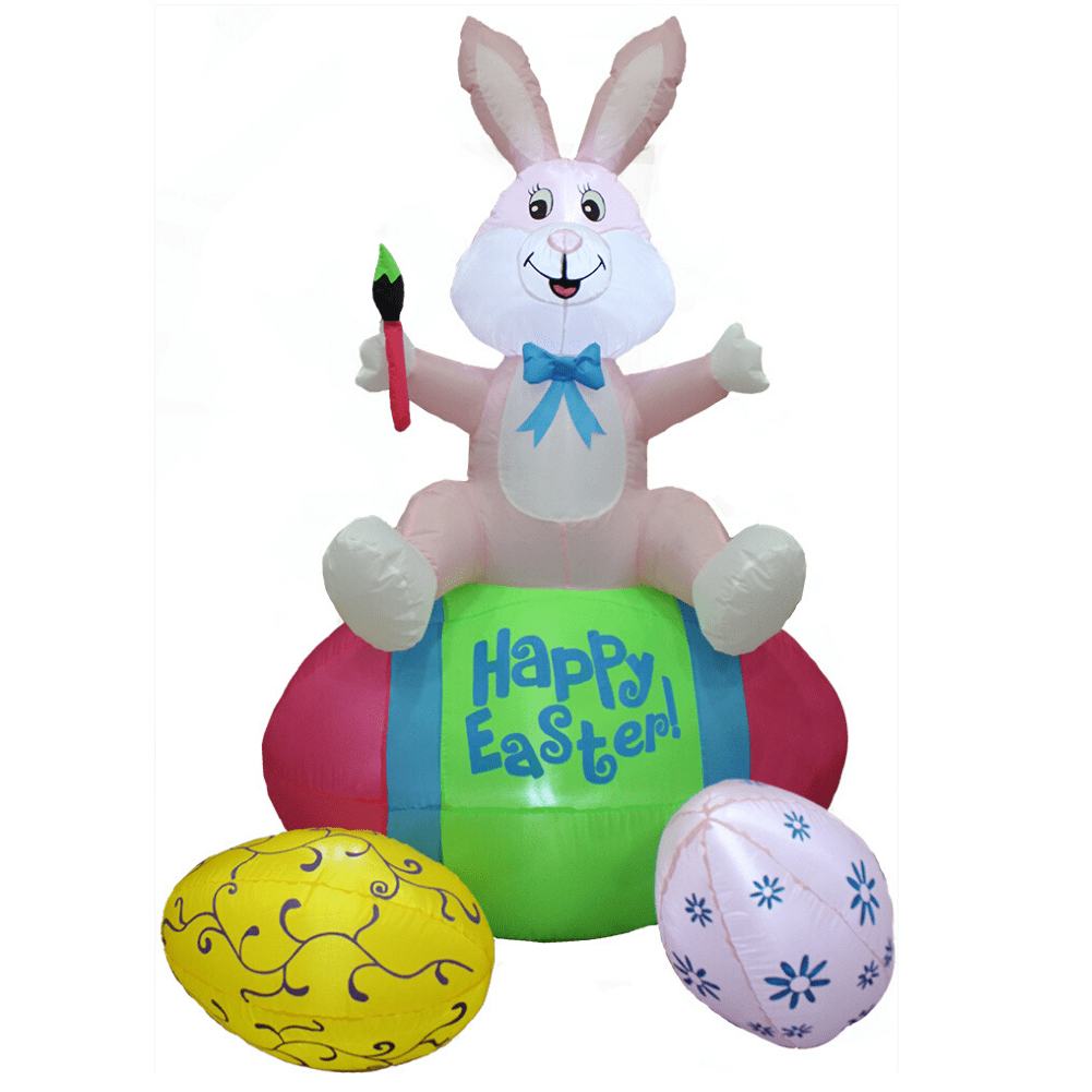 7 FT LED LIGHTED EASTER BUNNY PETER RABBIT EGG INFLATABLE OUTDOOR Yard Decor 