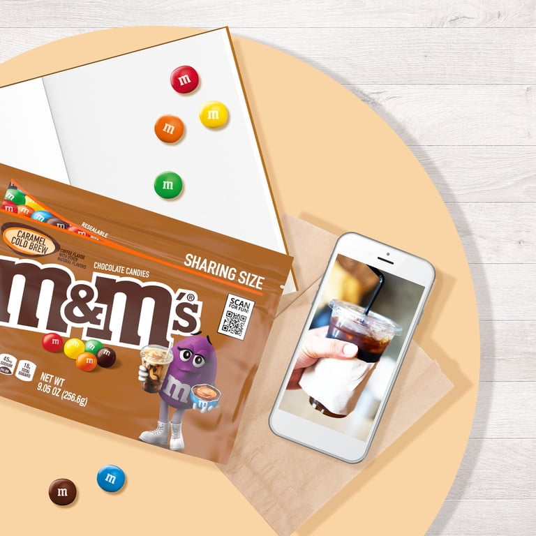 4 pack) M&M'S Caramel Cold Brew Chocolate Candy, Sharing Size