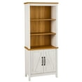thumbnail image 3 of Better Homes & Gardens Modern Farmhouse Bookcase with Doors, Alabaster and Light Honey Finish, 3 of 10