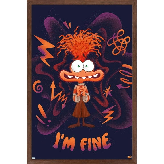 Disney Inside Out 2 - Anxiety I'm Fine Wall Poster, 22.375" x 34" Framed