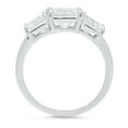 thumbnail image 5 of 4.0 ct Square Emerald Cut Genuine Cultured Diamond SI1-SI2 I-J 18K White Gold Three-Stone Promise Wedding Statement Engagement Designer Ring W/ Crystal side stones size 6.5, 5 of 6