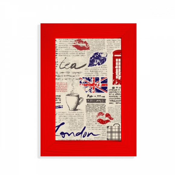 Newspaper Lips Kiss Coffee UK Flag Picture Display Art Red Photo Frame