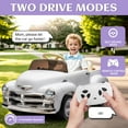 thumbnail image 7 of Xuanlur 12V 7AH Ride on Toys for Kids, Licensed Chevrolet 3100 Pickup Ride on Truck w/Parents Control, Electric Cars w/Storage Space, 3-Speeds, LED Lights, Music, Retro Style, White, 7 of 7