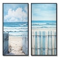 thumbnail image 2 of Designart "Coastal Simplicity Beach Fence II" Coastal Beach Framed Wall Art Set Of 2 - Turquoise Beach Framed Canvas Set For Living Room Decor, 2 of 7