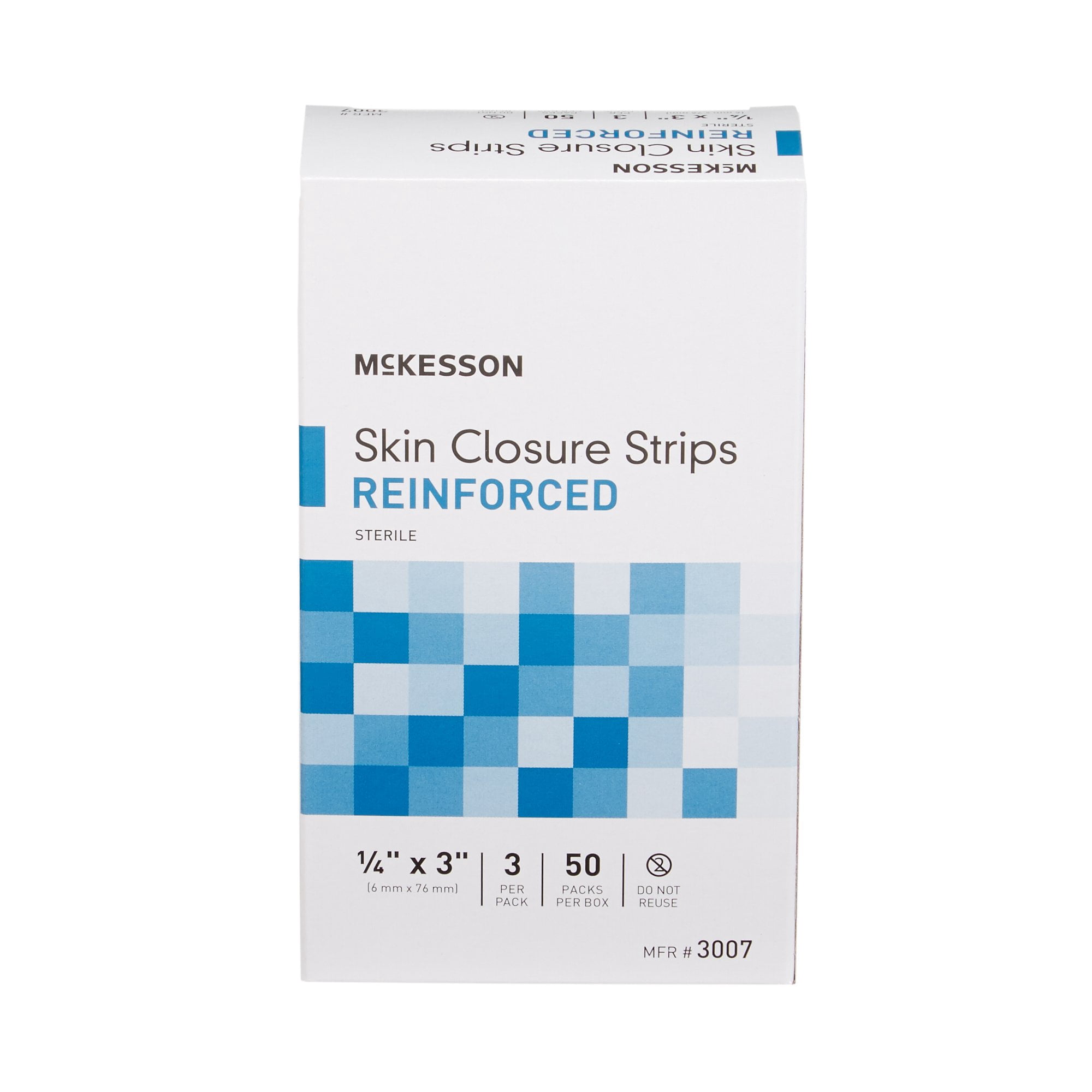 McKesson Skin Closure Strips - Sterile, Reinforced Wound Bandage, 1/4 in x 3 in, 50 Ct