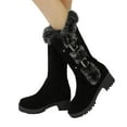 thumbnail image 3 of Women's Mid-Calf Boots Autumn and Winter Fashion Suede Warm Furry Boots with Belt Buckle and Thick Soles, 3 of 8