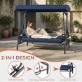 thumbnail image 6 of TLSUNNY 3-Seat Outdoor Converting Canopy Swing Glider, Patio Hammock Lounge Chair, Foldable Cup Holders, Adjustable Shade, Removable Cushions, for Porch, Backyard, 6 of 10