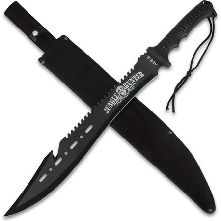 Machete with Sheath | 25 Survival Machete Knife | Heavy Duty Sawback Blade for Yard Work Gardening | Full Stainless Steel | Outdoor Camping Tool