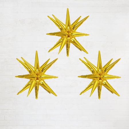 Celebrate It Starburst Foil Balloons – 12-Point 3D Party Decoration – Gold – 26 – 6 Pack