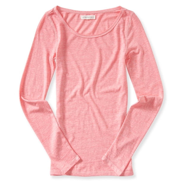 Camiseta básica Aeropostale de Manga larga jaspeada para mujer naranja mediana