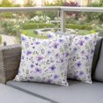 thumbnail image 4 of Purple Flowers Pillow Covers 2 Pack Spring Plant Pillowcase Waterproof Outdoor Throw Pillow Cover for Patio Garden Square Cushion 20”x20”, 4 of 9