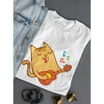 thumbnail image 3 of Cat Plays Guitar Cartoon T-Shirt Women -Image by Shutterstock, Female Large, 3 of 4