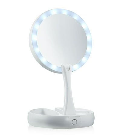 My Foldaway Mirror the Lighted, Double Sided Vanity Mirror 10x Magnification - As Seen on (Best Wall Mounted Lighted Magnifying Mirror)