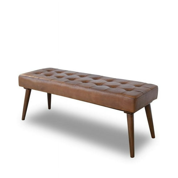 Pemberly Row Tufted & Upholstered Bench, Cognac
