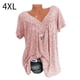 thumbnail image 1 of Camiseta de mujer con cuello en V, manga corta, camiseta de verano informal estampada, rosa, 4XL seitruly AP001653-39, 1 of 5
