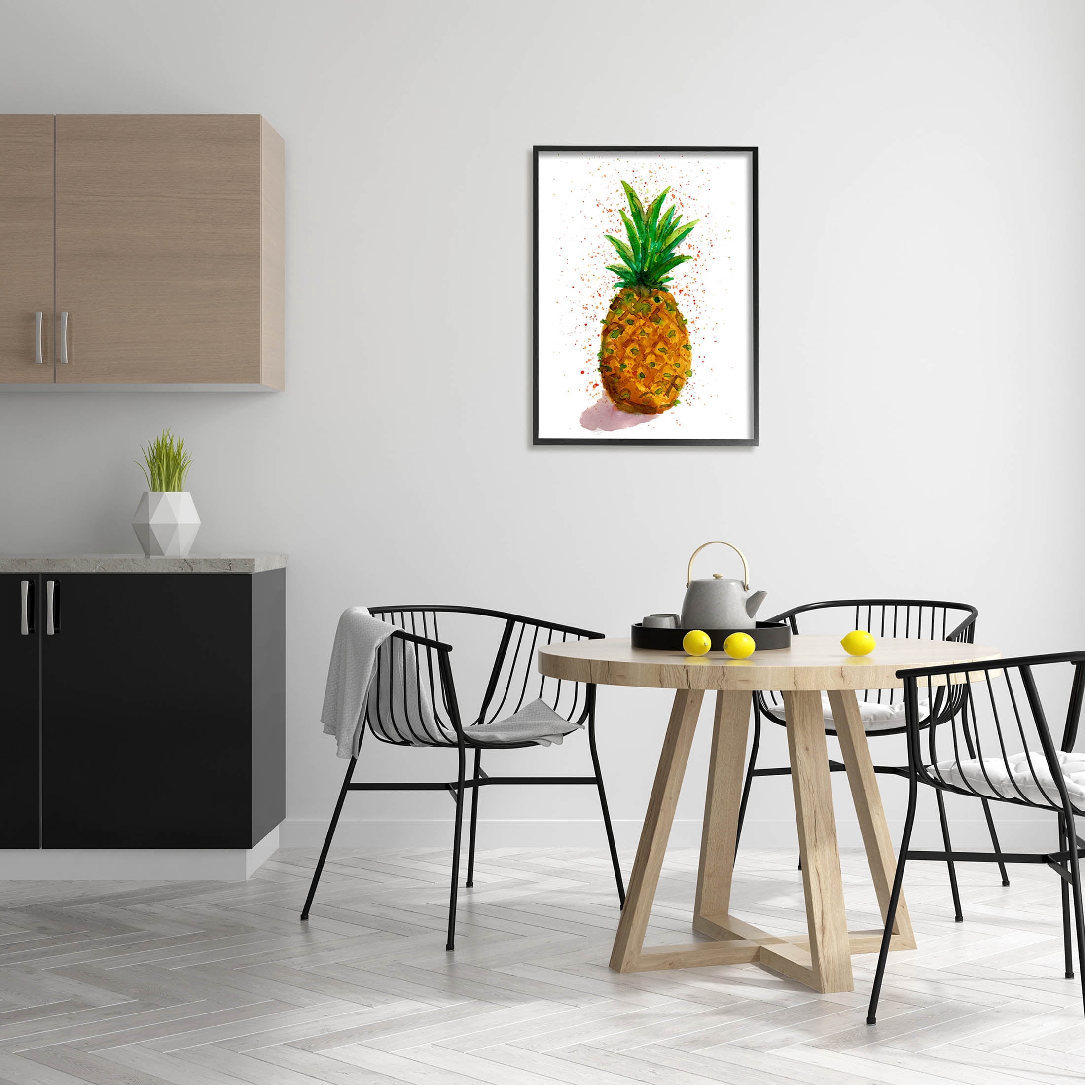 Speckled Pineapple Tropical Fruit Food & Beverage Graphic Art Black Framed Art Print Wall Art