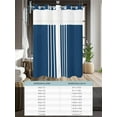 thumbnail image 6 of No Hook Cloth Fabric Shower Curtain with Snap in Liner, Navy Blue White Stripe Waterproof Shower Curtains Set with See Through Top Window, Modern Rustic Vertical Striped Bath Curtains Shower 54"x78", 6 of 6