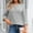Gray, variant on Women's Mini Flaare 3/4 Sleeve Tops Fall Fashion Henley Shirts Soft Solid Button Ribbed Knit Casual Basic Tops Blouse Navy XX-Large
