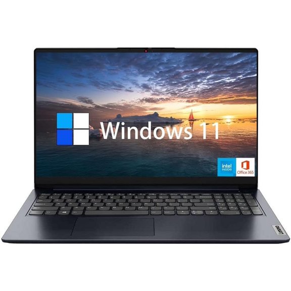 Lenovo IdeaPad 15.6 Inch FHD Laptop, Intel Pentium Silver N6000, Windows 11 Home, 12GB RAM, 256GB SSD, 128GB eMMC, 1-Year Microsoft 365 Personal, Type-C, Abyss Blue, PCM
