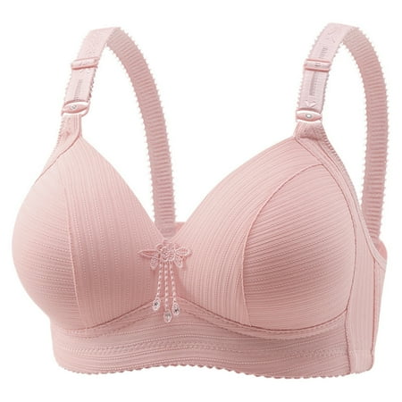 YHGFVOKJ Bras for Women Casual Breathable Smooth Stretch Fabric Strap Lined Top Bra Underwear without Steel Ring Gathering Bra Womens Bras Comfortable Hot Pink 44