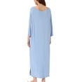 thumbnail image 3 of Camisones de noche para mujeres INSPIRE CHIC, con mangas 3/4, vestido de pijama, 2XL, azul claro, 3 of 6