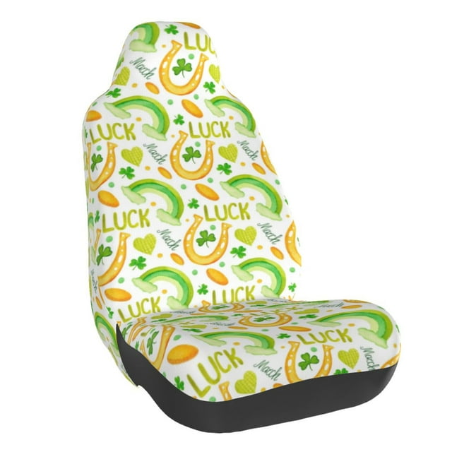 Wukai St Patrick's Day1 Full Set Car Seat Covers with Soft Padding Universal Auto Front Seats Protector and Cushion Mat