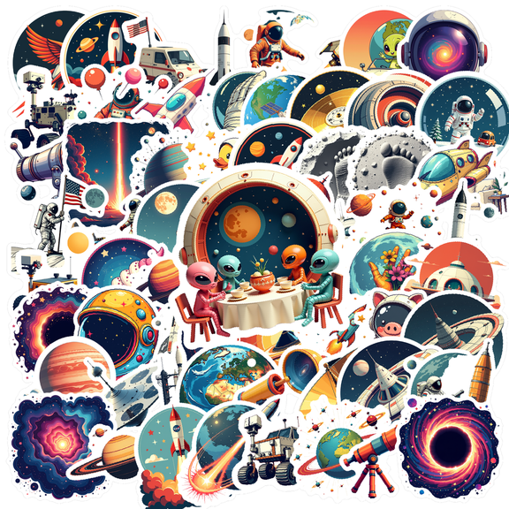 cartoon Astronaut Space Stickers, Waterproof Astronaut Space Sticker for Water Bottle Laptop Phone Cases Planner Skateboard Luggage Helmet Party Favor Decor, Ideal for Adults Teens Teacher Rewards