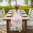 thumbnail image 4 of Table Runners 90 Inches Long Dress Scarves, Easter Bunny Farmhouse Coffee/Dining/Kitchen Table Runner for Living Room, Spring Watercolor Eggs Flower Wood Grain Pink 13x90 Inch, 4 of 9