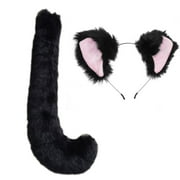 Song Qing Party Cosplay Costume Cat Fox Ears Faux Fur Hair Hoop Headband + Tail Set