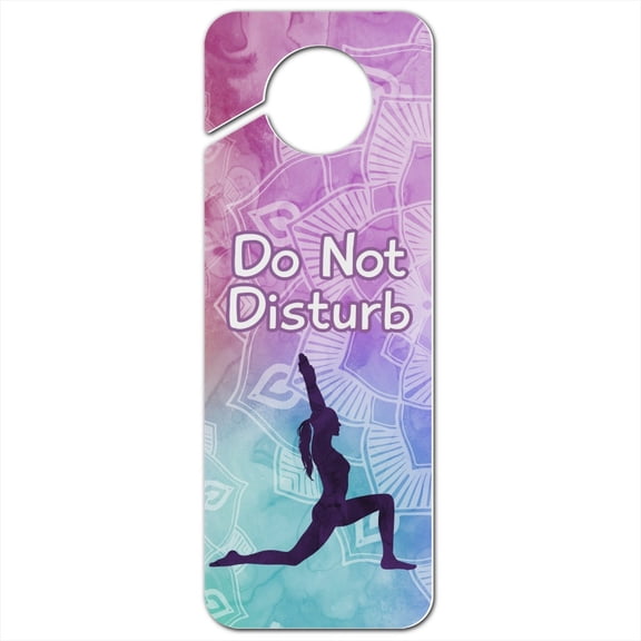 High Lunge Crescent Variation Yoga Pose Plastic Door Knob Hanger Sign