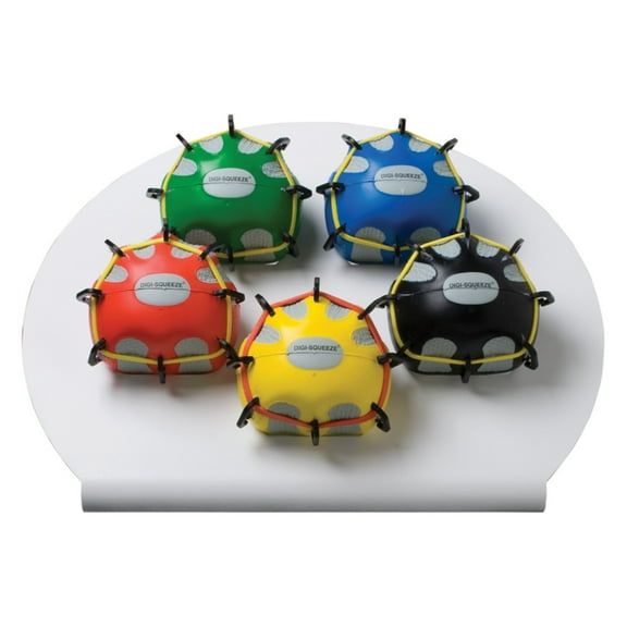 CanDo Digi-Extend n' Squeeze Hand Exerciser with Stand, Large, 5-piece Set, Yellow through Black