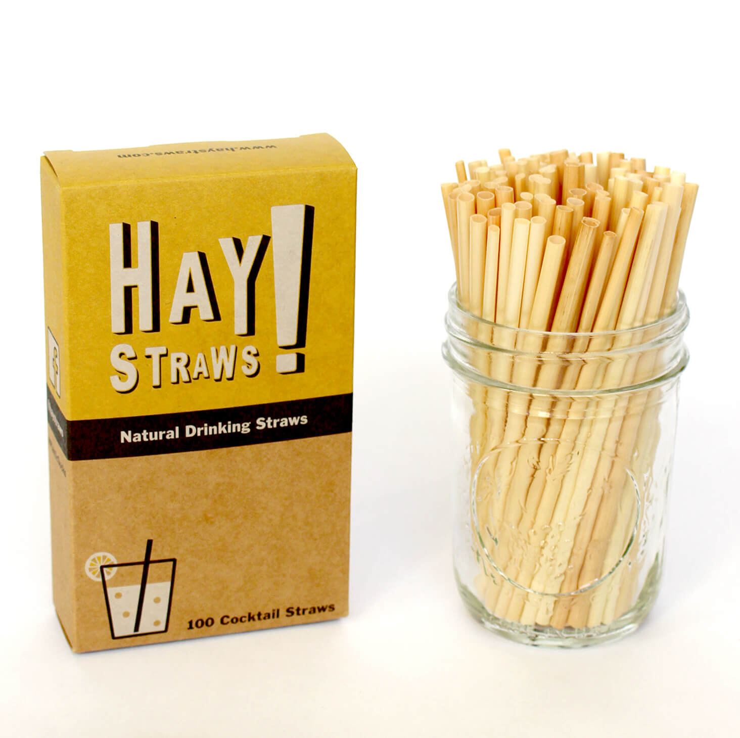 HAY! Straws Cocktail Drinking Straws 5" Length 100 Count Eco