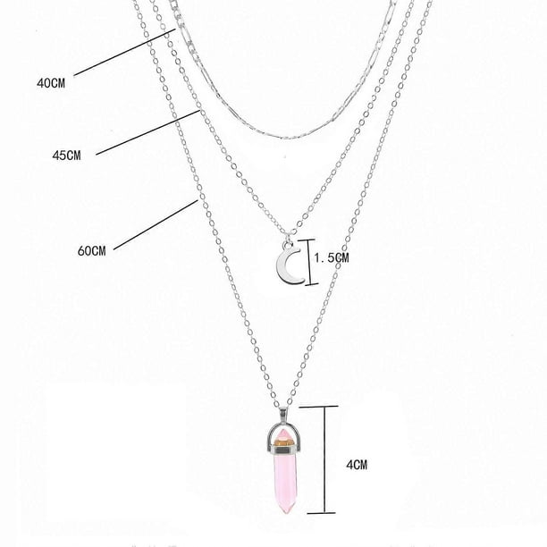 Bohemia Style Alloy Three-layer Necklace Moon Pink Crystal Pendant Women Dress Accessories