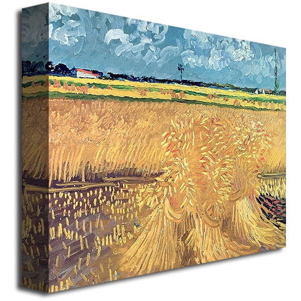 Trademark Fine Art "Wheatfield With Sheaves, 1888" Canvas Wall Art by Vincent van Gogh