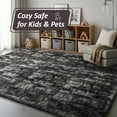 thumbnail image 7 of Pentantan 5ft x 8ft Shag Area Rug, Soft Fluffy Rugs for Living Room Bedroom, Modern Tie-dye Home Carpet, Black, 7 of 7
