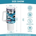 thumbnail image 3 of SKYSONIC 40 oz Blue Football Tumbler with Handle and Straw Lid, Insulated Cup Reusable Stainless Steel Water Bottle Travel Mug, 3 of 7