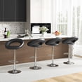 thumbnail image 4 of Gymax Ensemble de 4 Tabourets de Bar Réglables Pivotants Chaises de Pub Tabourets de Bar Cuir PU Noir, 4 of 9