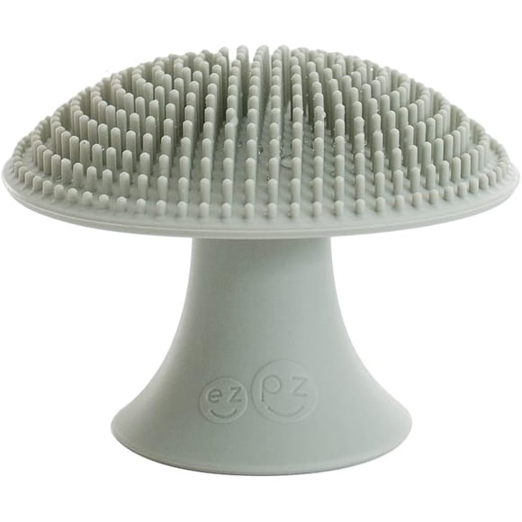 ezpz Mushroom Sponge (Sage) - 100% Silicone Reusable Durable Long-Lasting Hypo-Allergenic Sponge with Suction Base for Cleaning Dishes, Cookware and Feeding Accessories