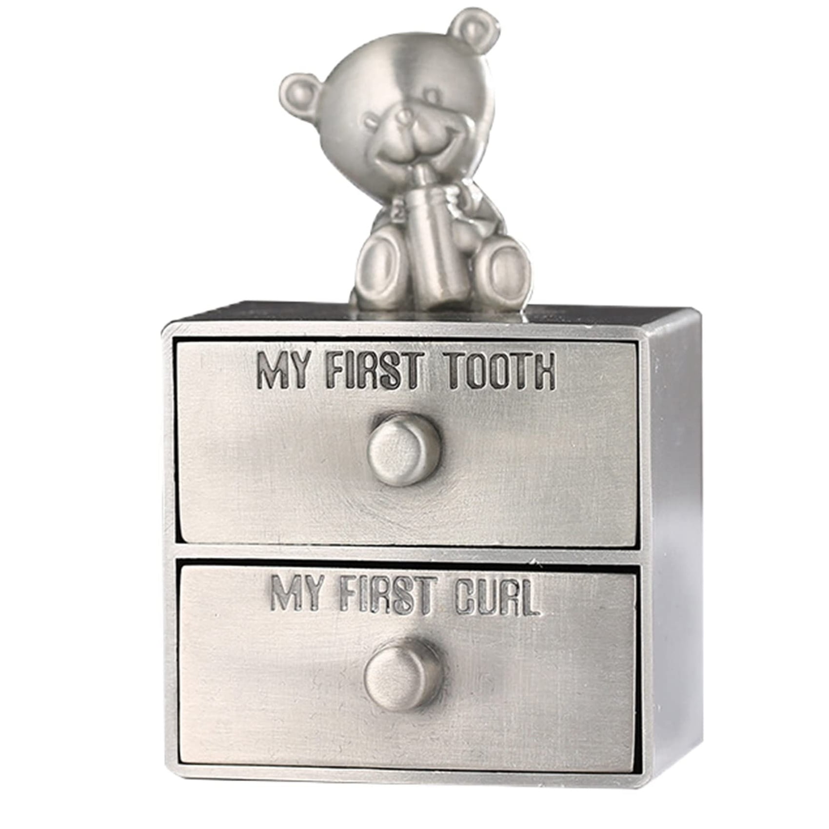 Metal Baby Milk Teeth Drawer First Curl Tooth Box Container Cute Bear Kids Gift 