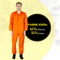 thumbnail image 3 of Adult Mens Long Sleeve Scrubs Coverall Workwear with Zip Front Pockets Look professional and feel confident in any work situation 65% Polyester 35% Cotton Orange Color Size XS, 3 of 6