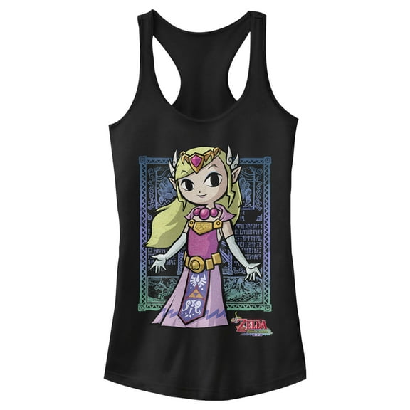 Junior's Nintendo Legend of Zelda Princess  Racerback Tank Top Black Small