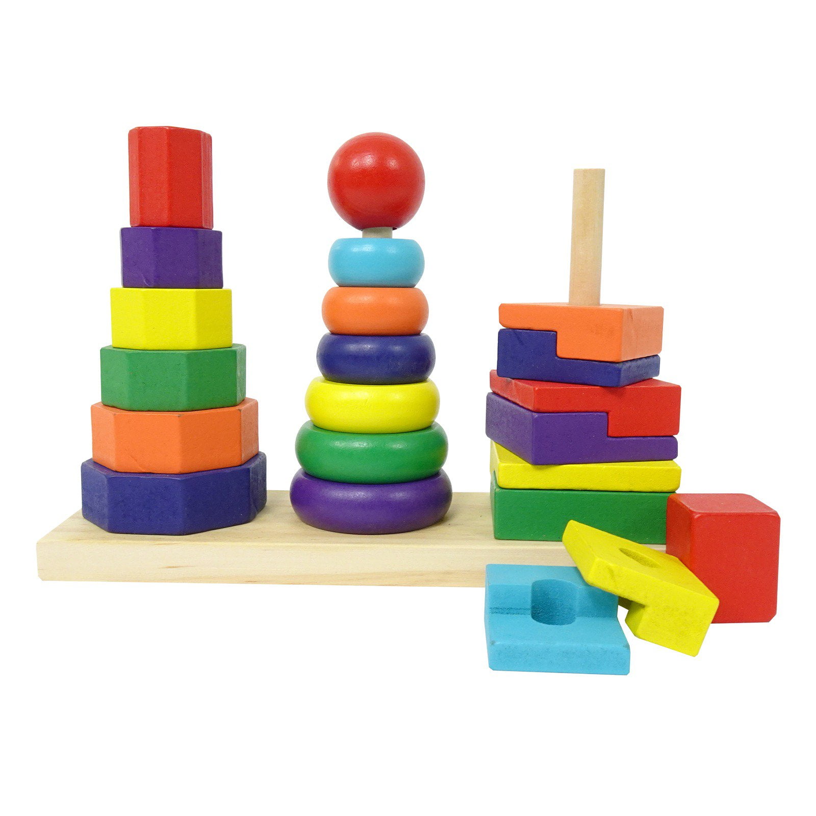 Baby Kids Rainbow Stacking Toy Puzzle Wooden Birthday Christmas Gifts New 