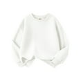 thumbnail image 1 of TIEVOSA Garçons Filles Basique Col Rond Chandail Chandail en Molleton Enfants Solide Chandail à Capuchon Manteau Hauts 3-4 Ans (Blanc), 1 of 3