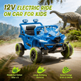thumbnail image 5 of Xuanlur 12V Dinosaur Ride on Toys, Electric Car for Toddlers 2-4 w/Parent Control, Ride on Car w/Lights, 4-Wheel Suspension, Music, Bluetooth, 2.49-3.11MPH, Simulated Animal Vehicle for Kids (Blue), 5 of 7